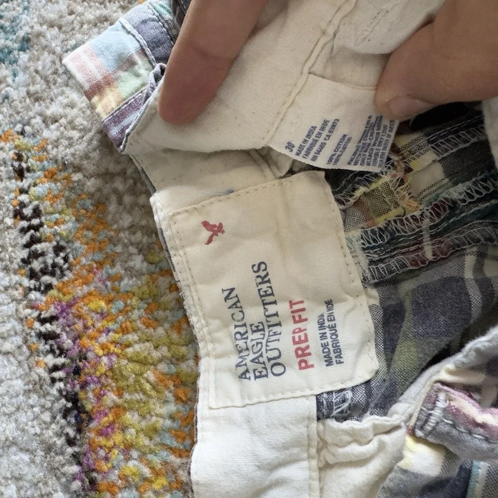 AMERICAN EAGLE Vintage Patchwork Madras Plaid Shorts Size 30 Prep Fit